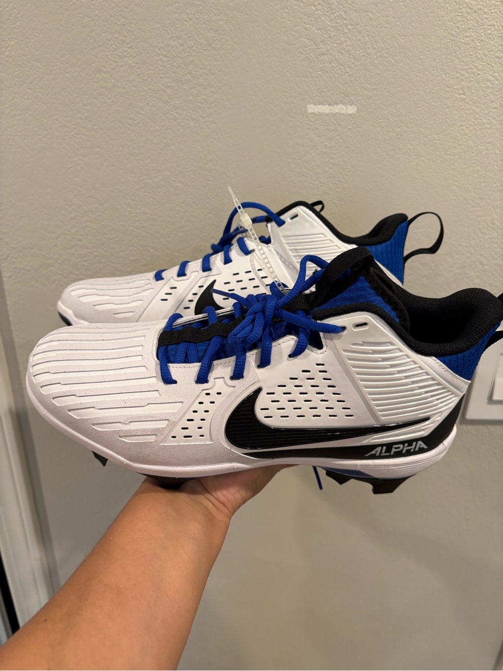 Nike Alpha Menace Strong Men's Football Cleats Size 10 II5139-101 White/Blue New - Picture 7 of 13